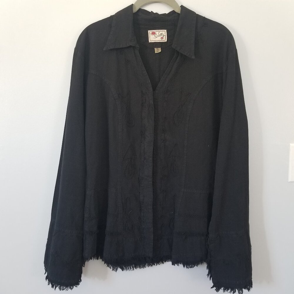 Scully embroidered button-down top XL